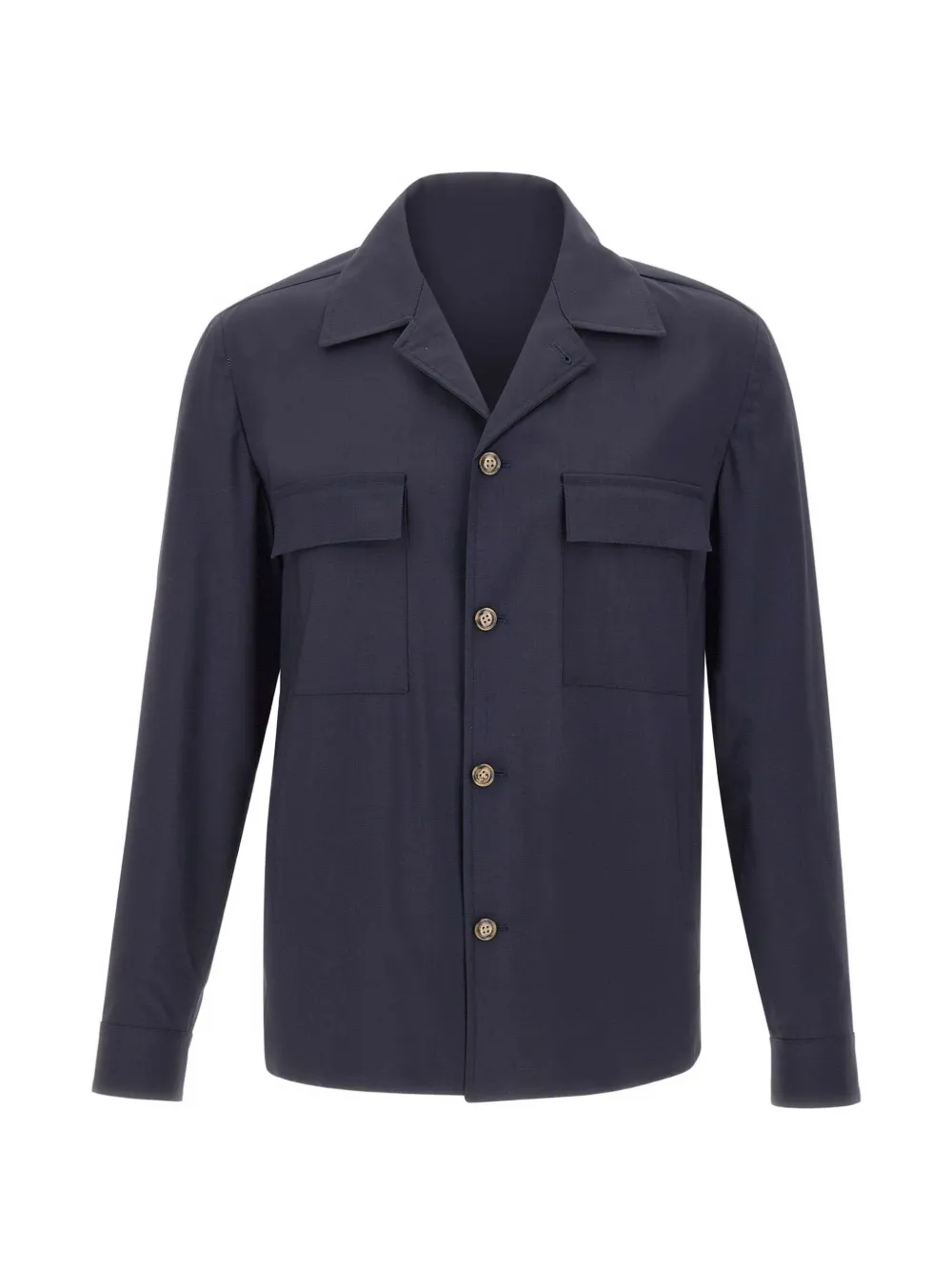 Barba London flap-pockets button-down virgin wool jacket - Blu
