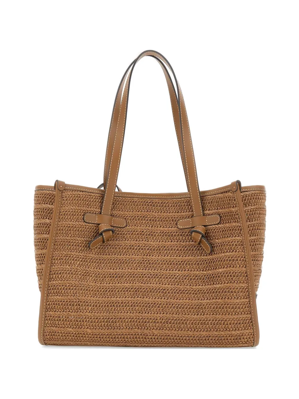 MARCELLA CLUB Marcella woven straw shoulder bag - Marrone