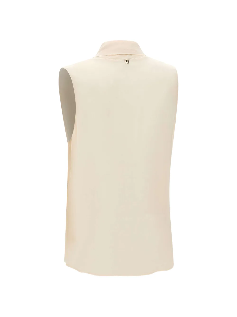  Liu Jo Georgette Knot-collar V-neck Top - Neutrals 