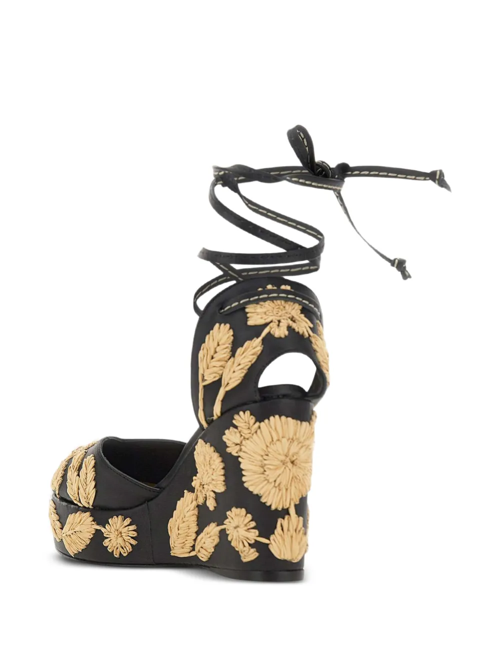  Castañer Carmela Floral-embroidered Leather Sandals - Black 