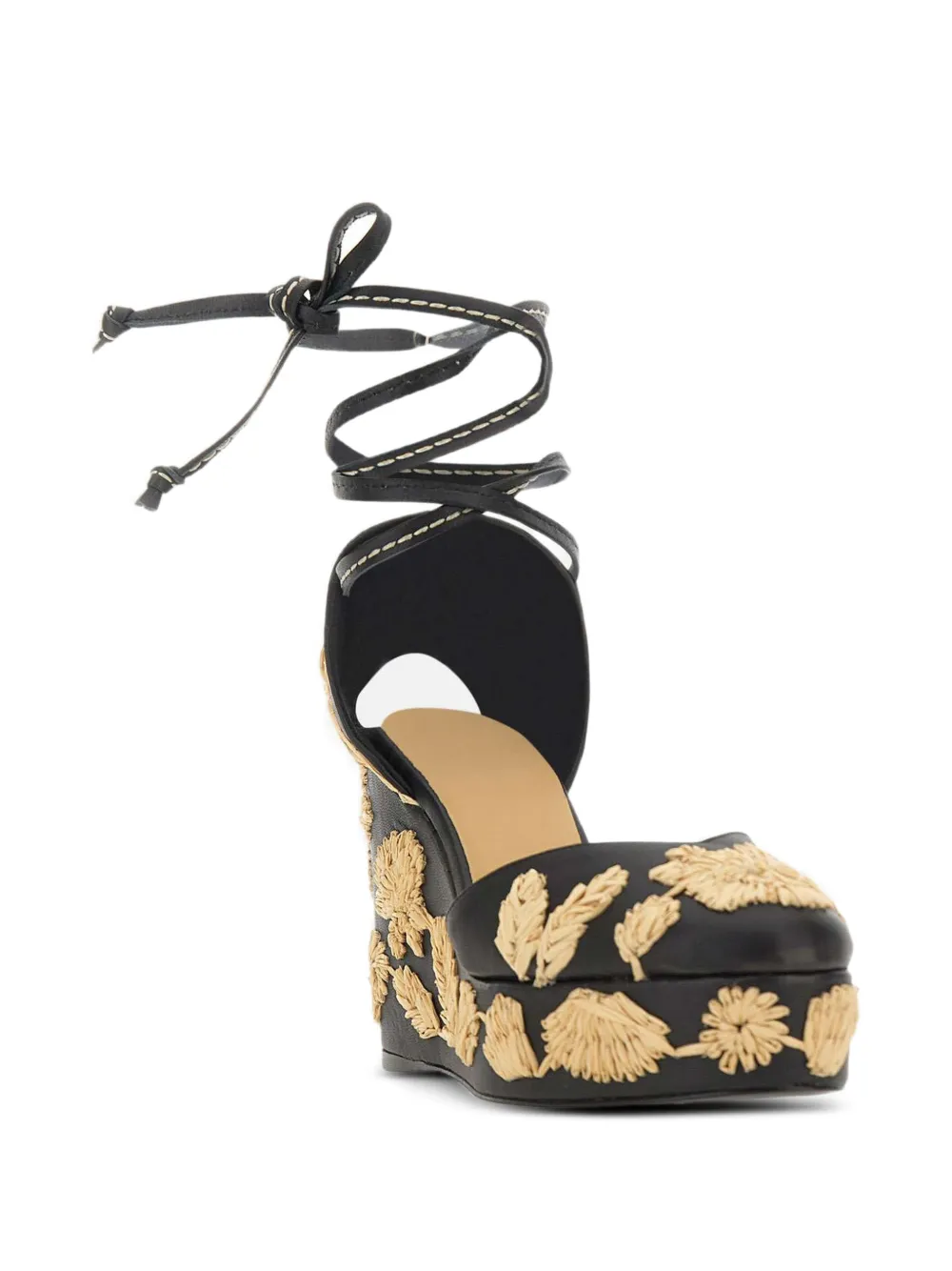  Castañer Carmela Floral-embroidered Leather Sandals - Black 