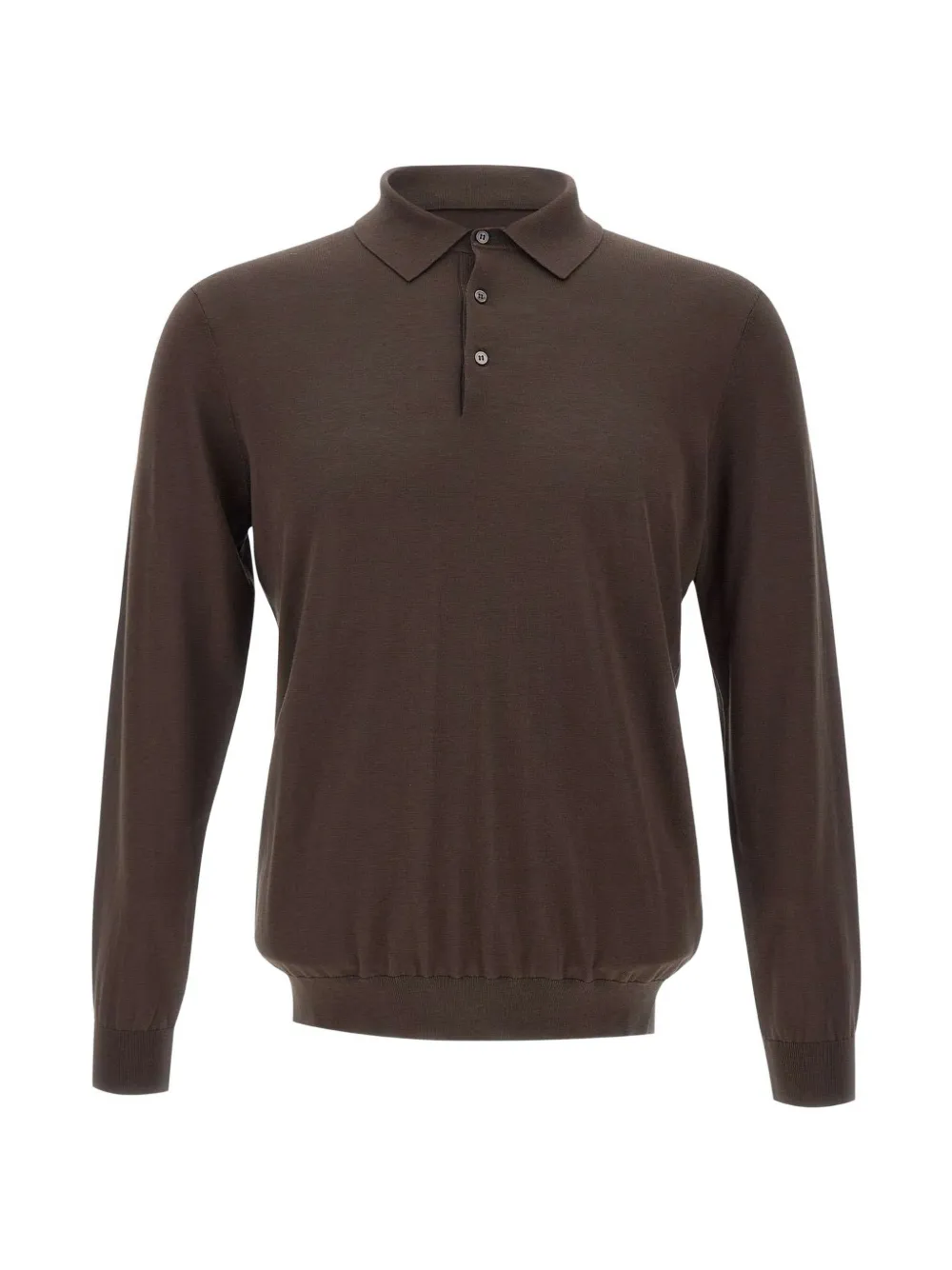 Kangra long-sleeve silk polo shirt - Marrone