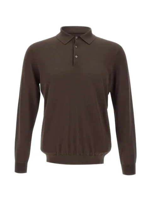 Kangra long-sleeve silk polo shirt