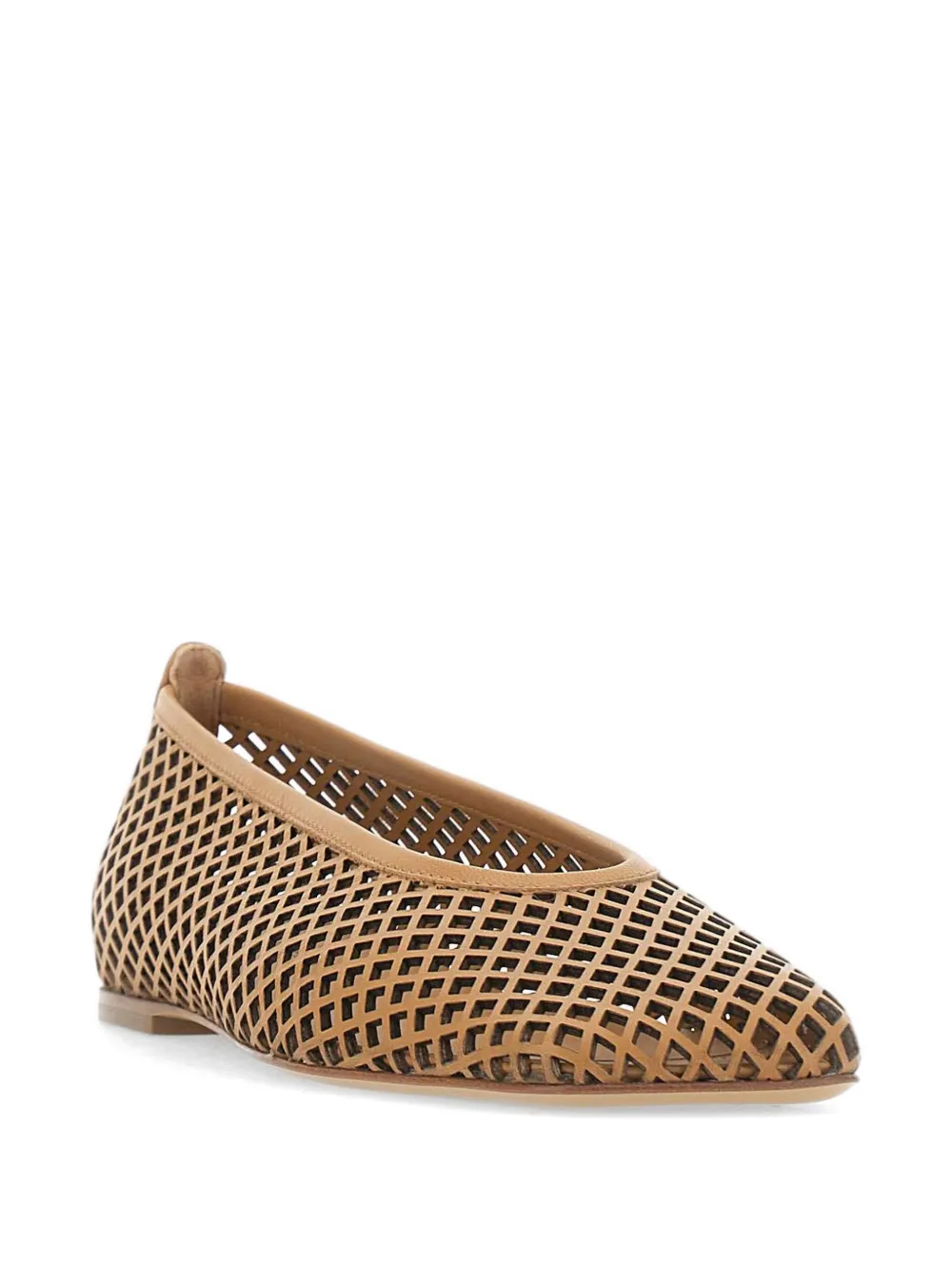 Halmanera Monic laser-cut square-toe leather ballet flats Beige