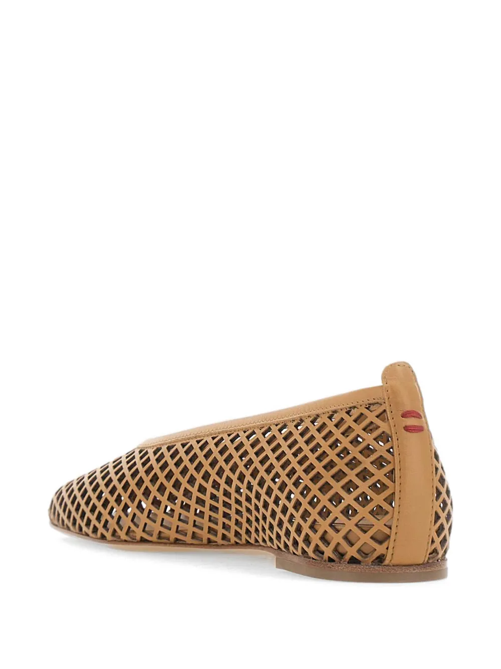 Halmanera Monic laser-cut square-toe leather ballet flats Beige