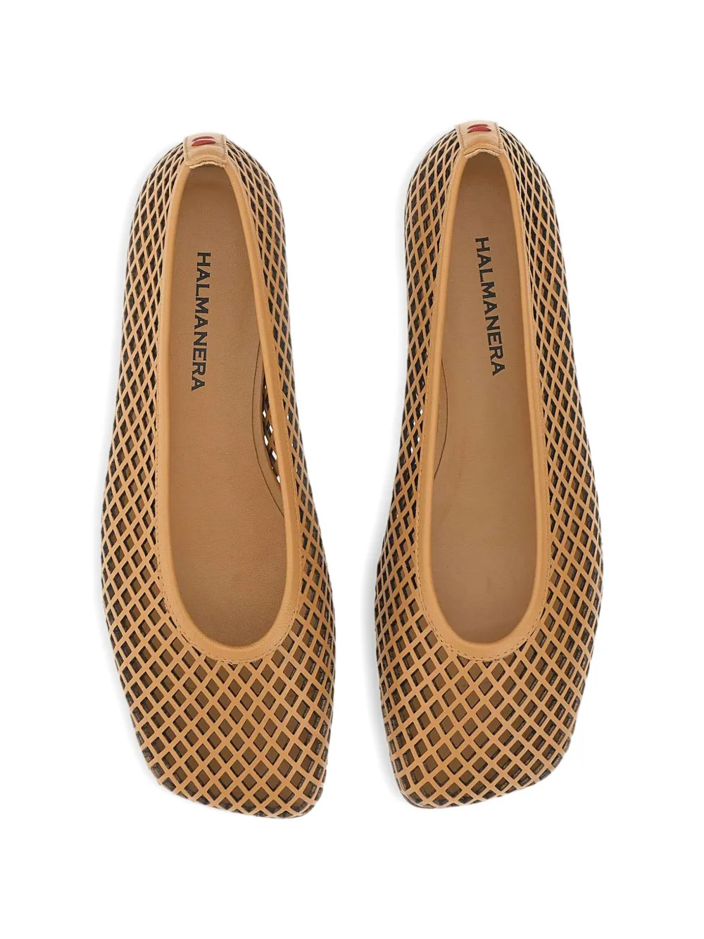 Halmanera Monic laser-cut square-toe leather ballet flats Beige