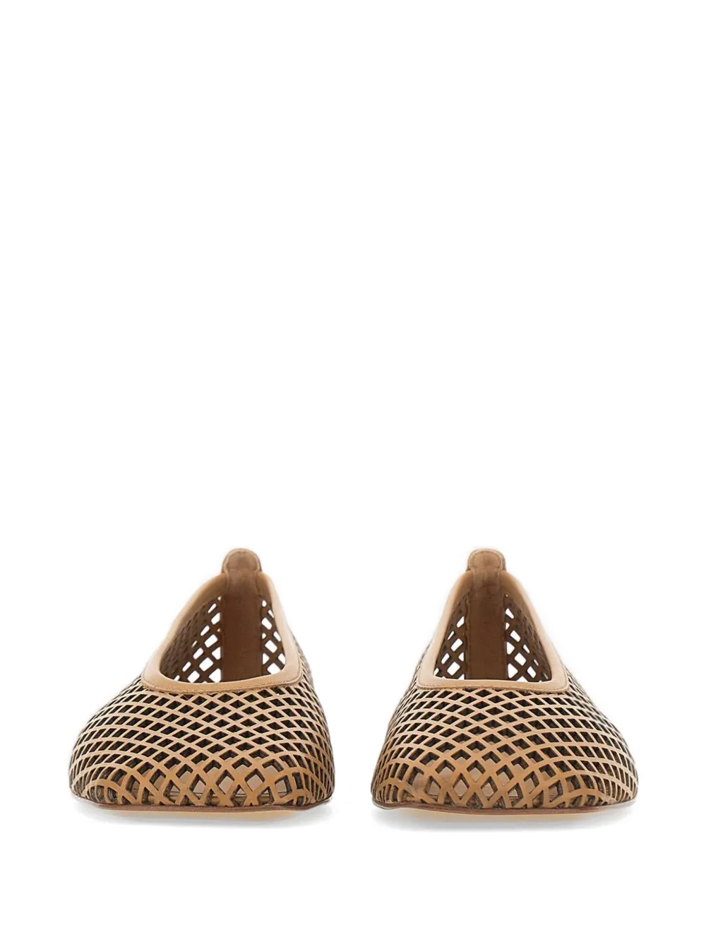 Halmanera Monic laser-cut square-toe leather ballet flats Beige
