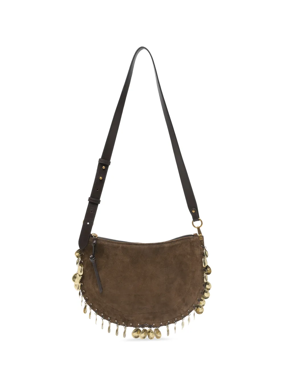 ISABEL MARANT Oskan coin-embellished suede cross body bag - Marrone