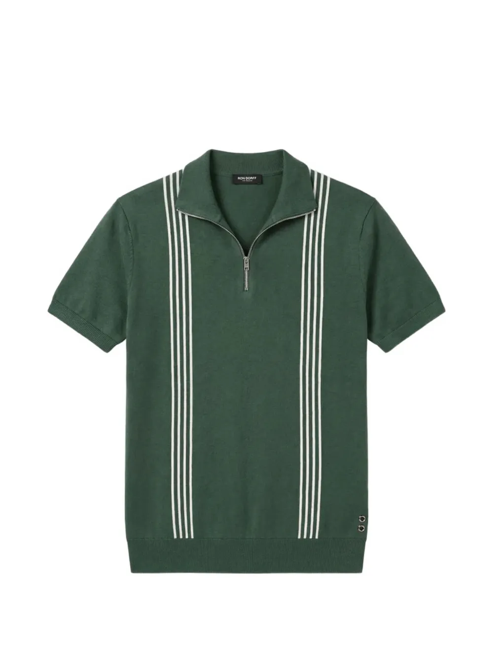 Ron Dorff stripe-detail zip-neck polo shirt – Green