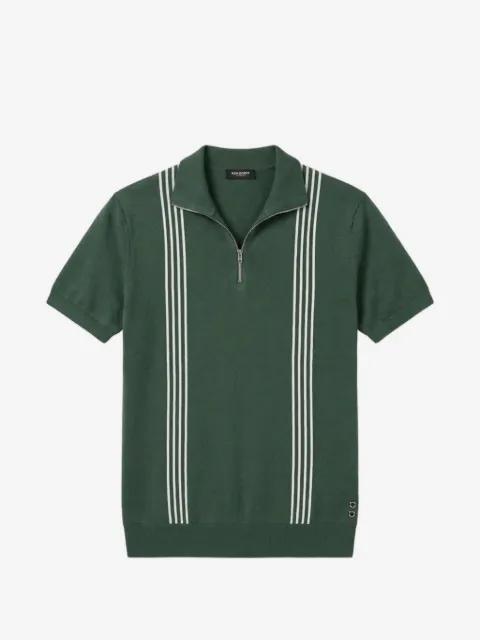 Ron Dorff stripe-detail zip-neck polo shirt