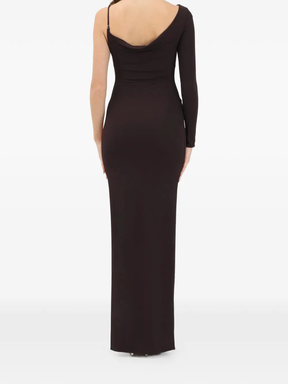 Elisabetta Franchi Asymmetrische maxi-jurk met split Bruin