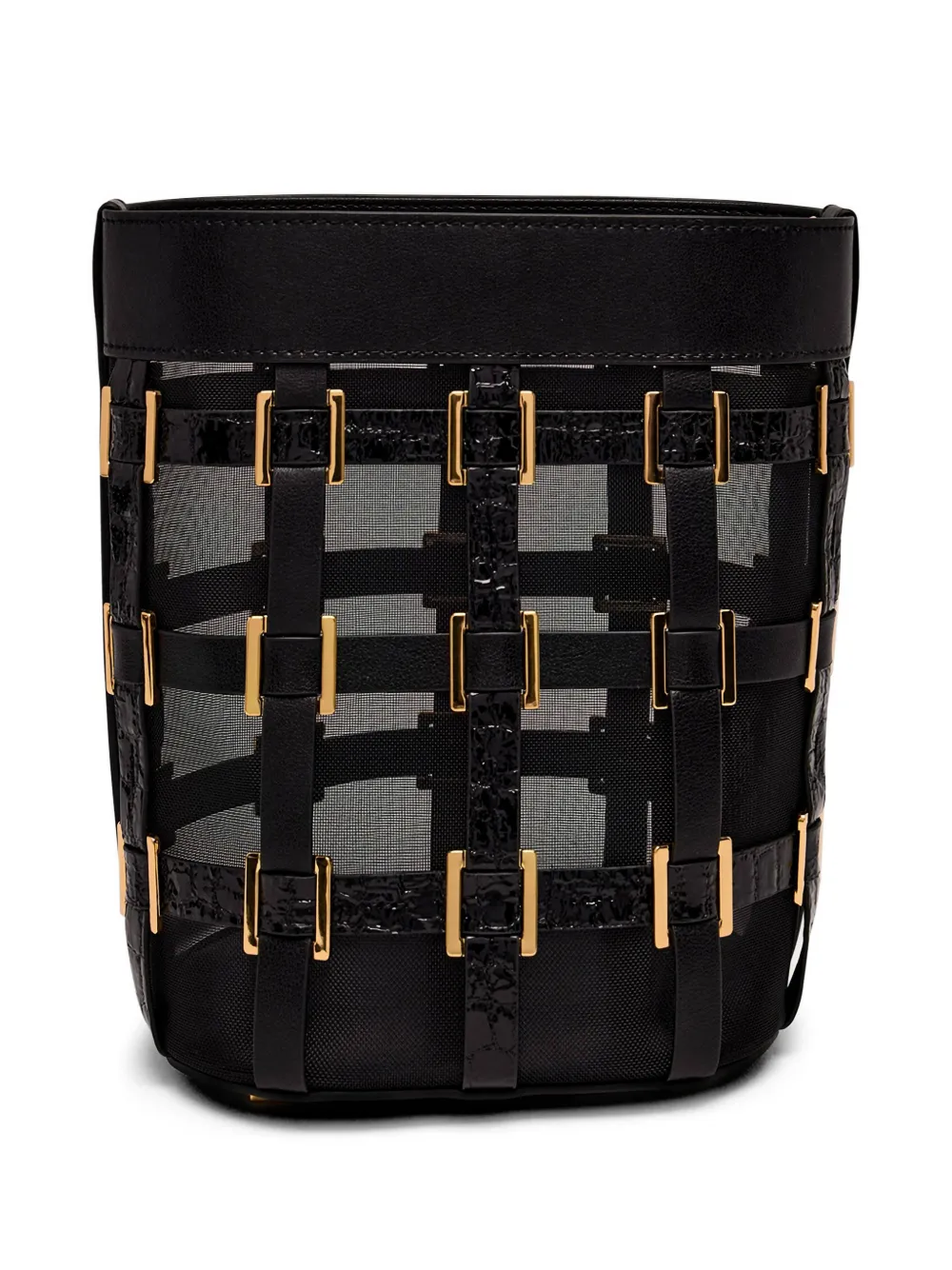 Elisabetta Franchi Mesh bucket-tas met ringdetail Zwart