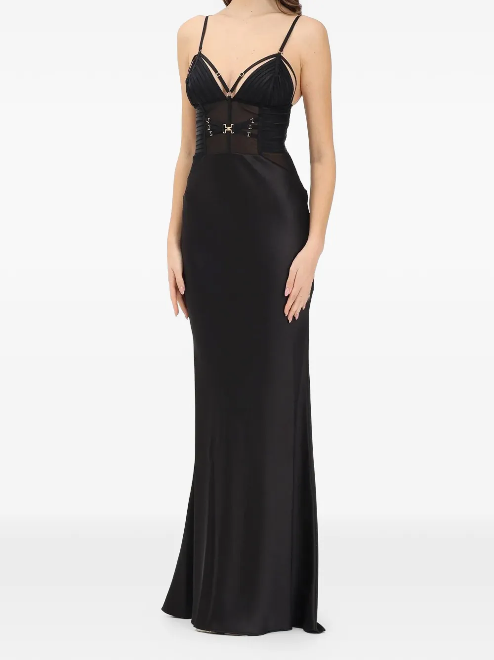 Elisabetta Franchi corset-panel maxi dress - Nero