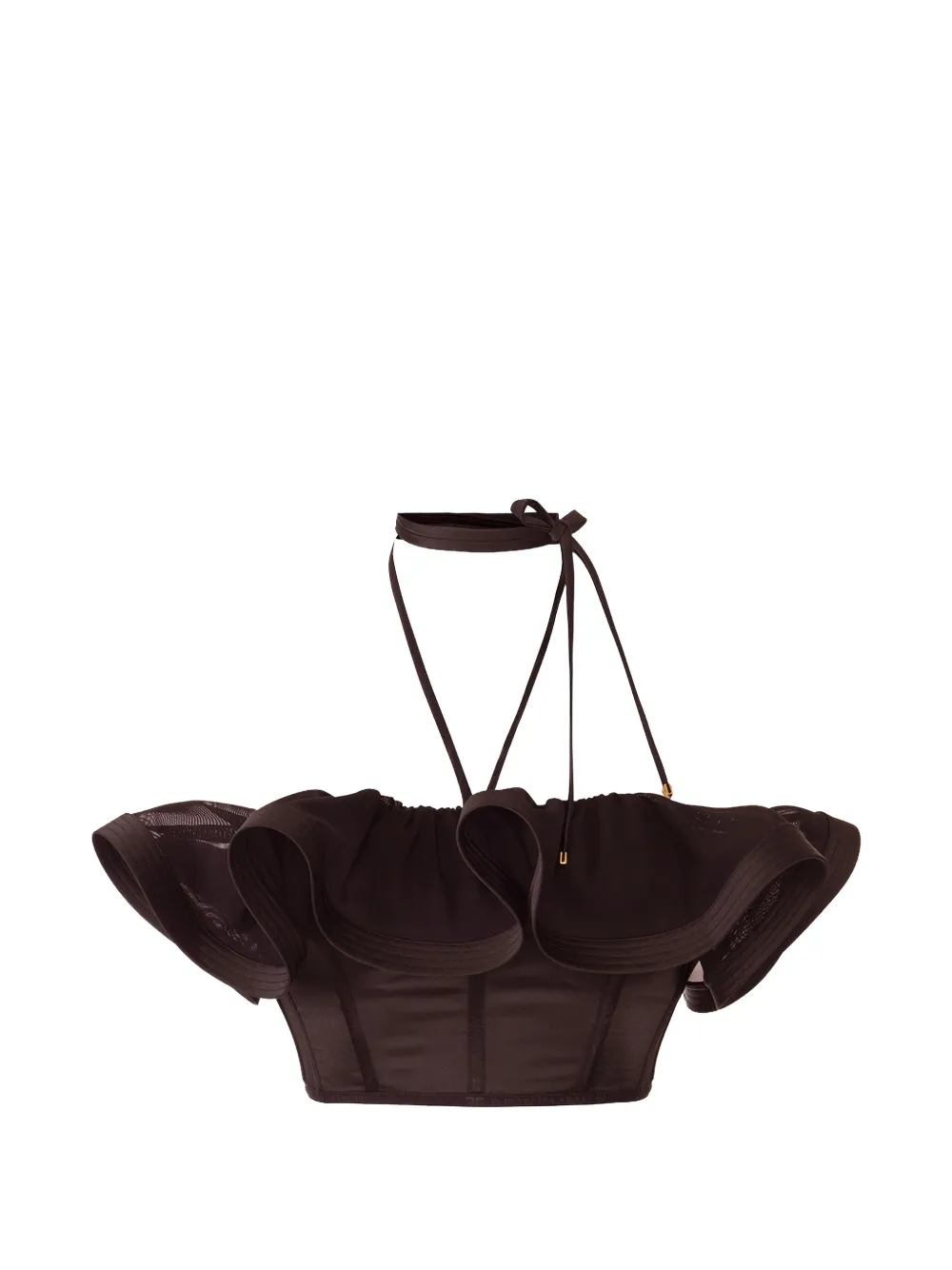 Elisabetta Franchi ruffled tie top - Marrone