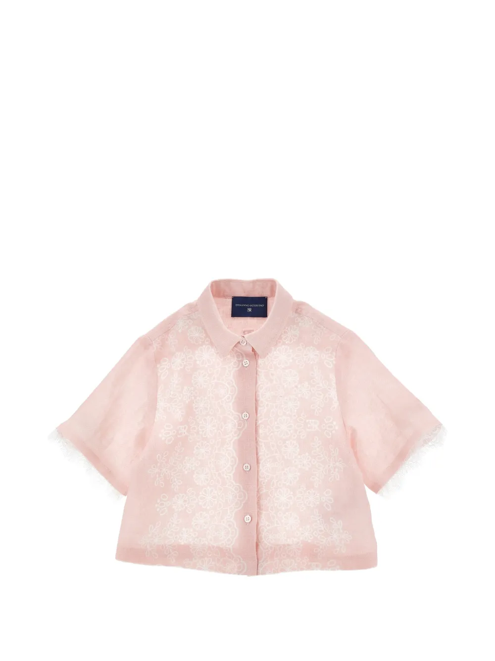 Ermanno Scervino Junior flower-embroidered shirt - Rosa