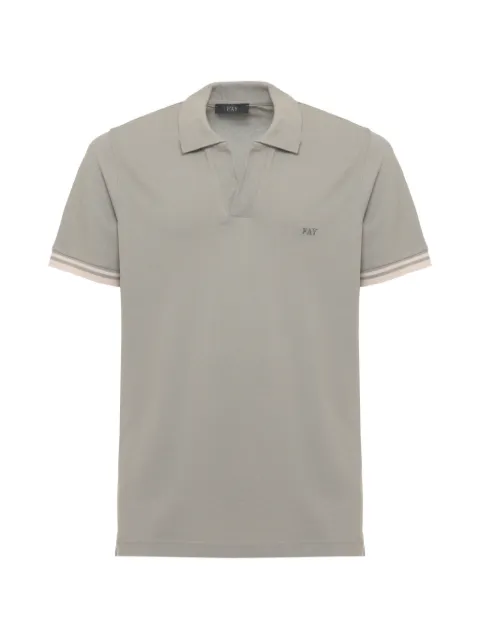 Fay logo-embroidered striped-trim polo shirt