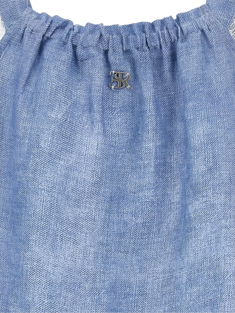 Ermanno Scervino Junior Jurk met geborduurde bloemen Blauw