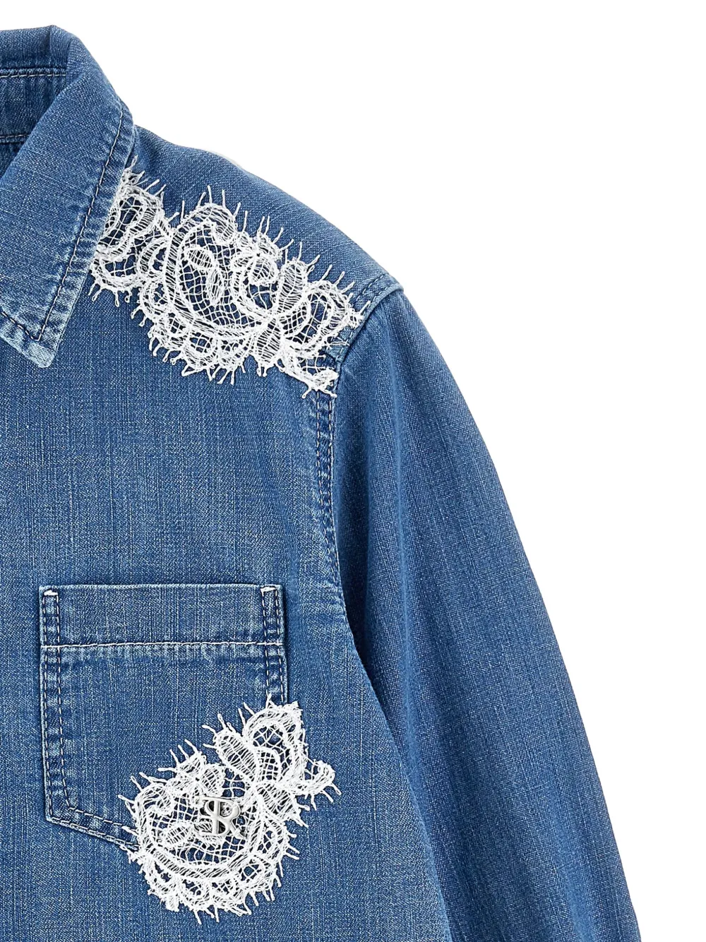 Ermanno Scervino Junior Shirt met kanten detail Blauw
