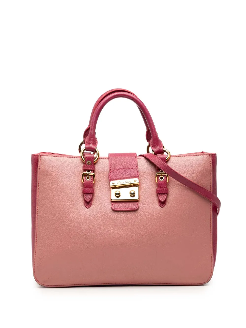 Miu Miu Pre-Owned 2010-2025 Bicolor Madras Leather Convertible Lock Tote satchel - Rosa