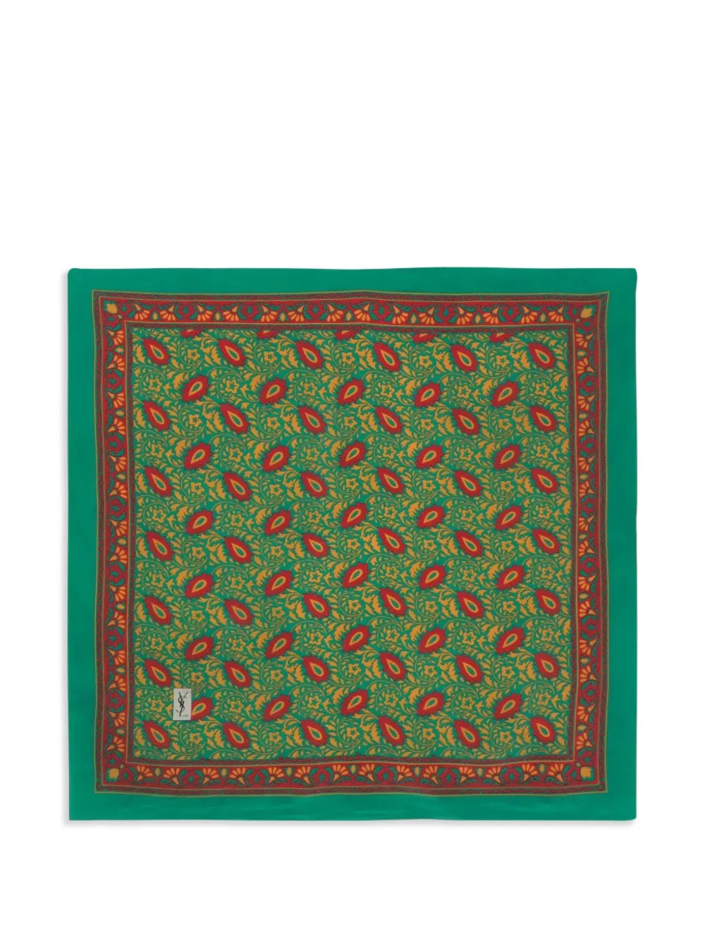 Saint Laurent Pre-Owned floral silk crepe scarf - Grün