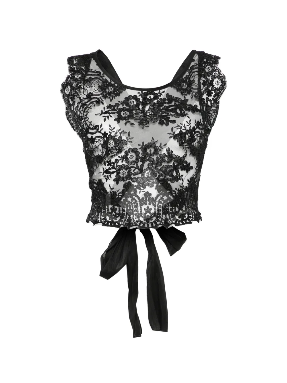 Maurizio Braschi lace tie-back top - Nero