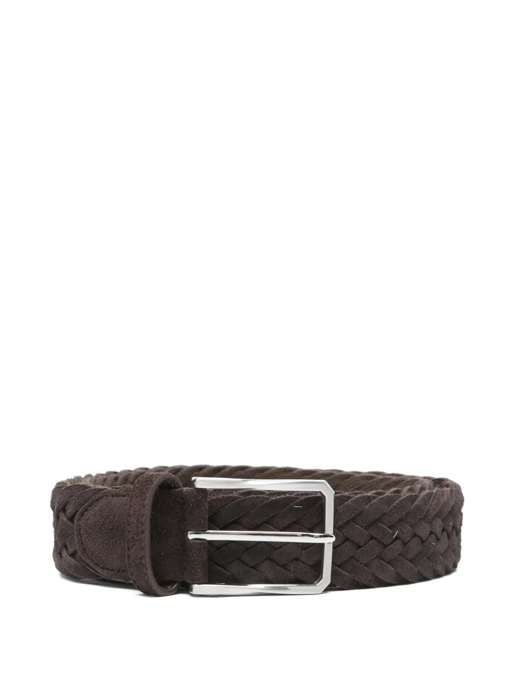 Canali square-buckle leather belt - Marrone