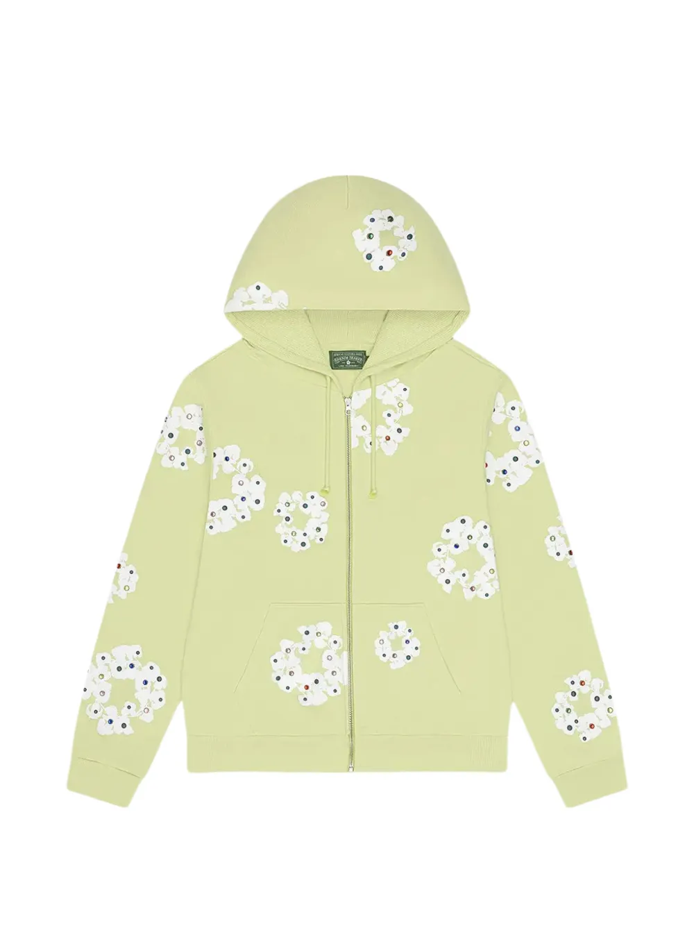 Denim Tears Wreath rhinestone zip-up hoodie - Verde