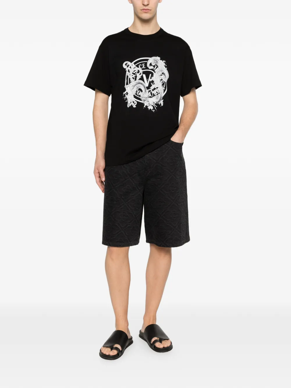 Versace Jeans Couture T-shirt met print Zwart