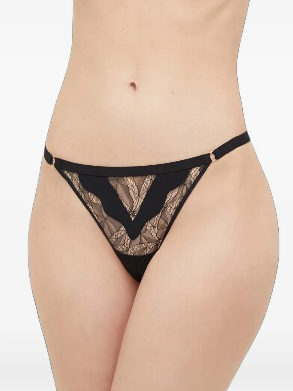 Chantelle lace-panelled thong - Schwarz