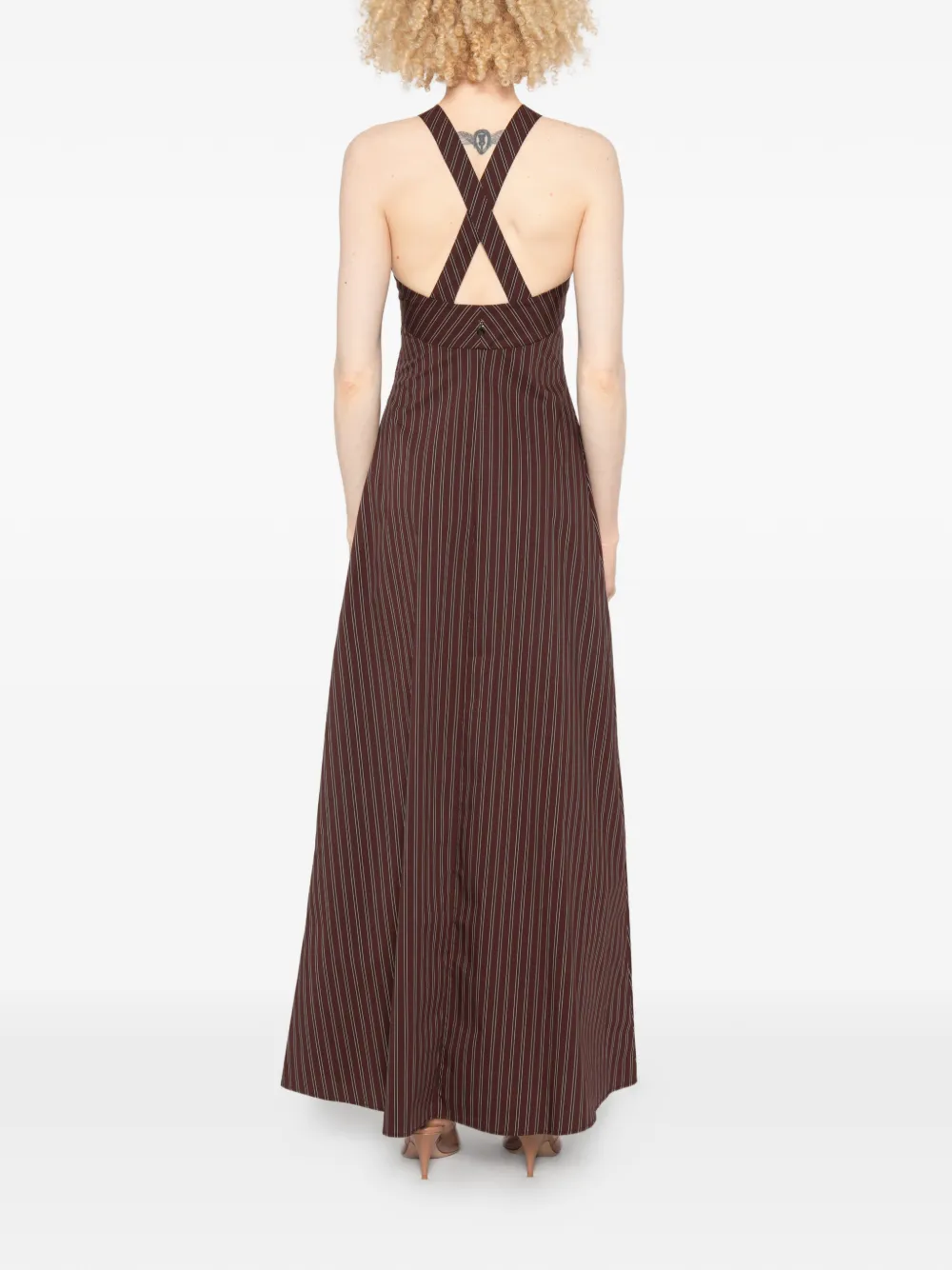 Patrizia Pepe Maxi-jurk met krijtstreep Bruin