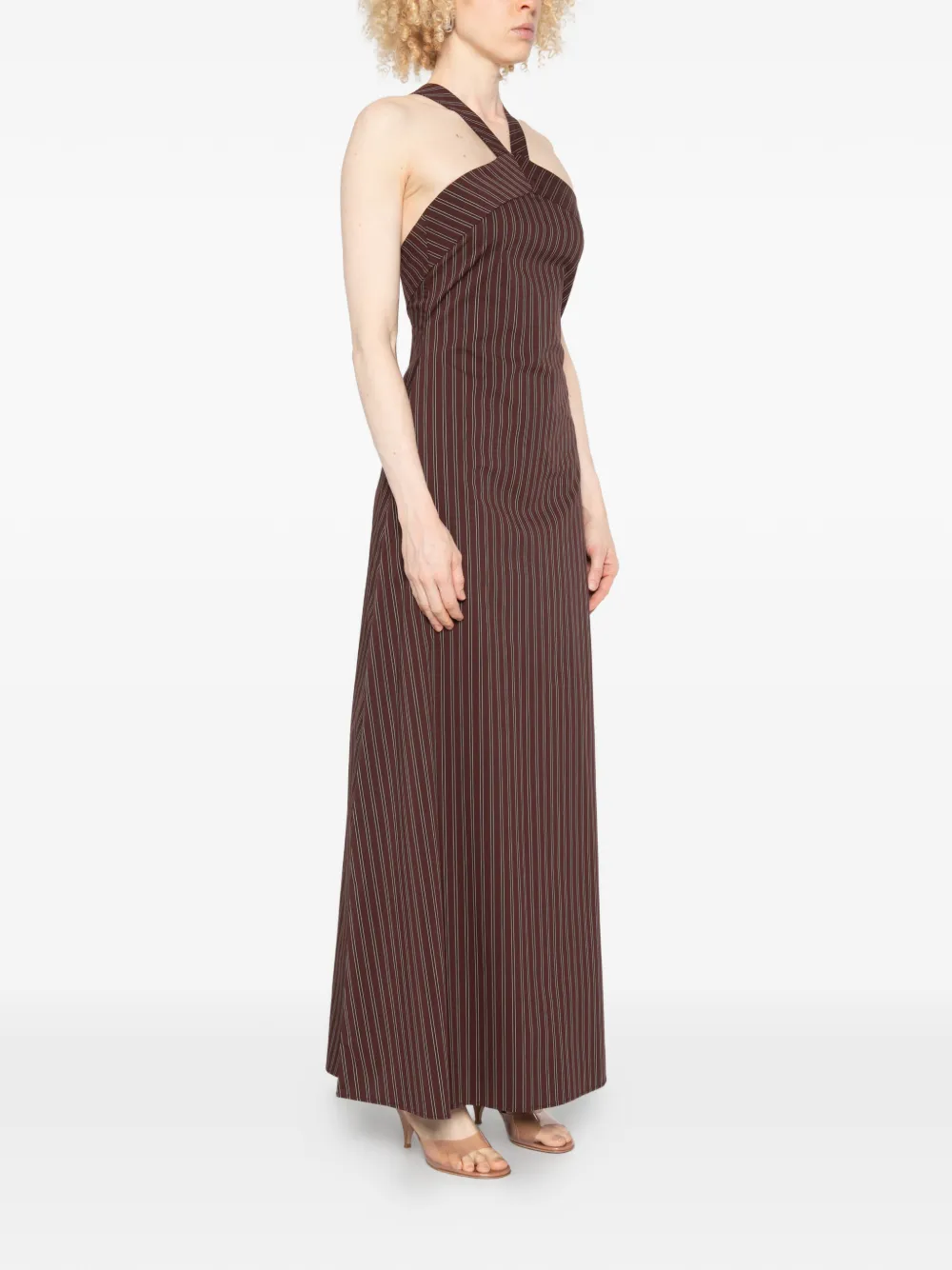 Patrizia Pepe Maxi-jurk met krijtstreep Bruin