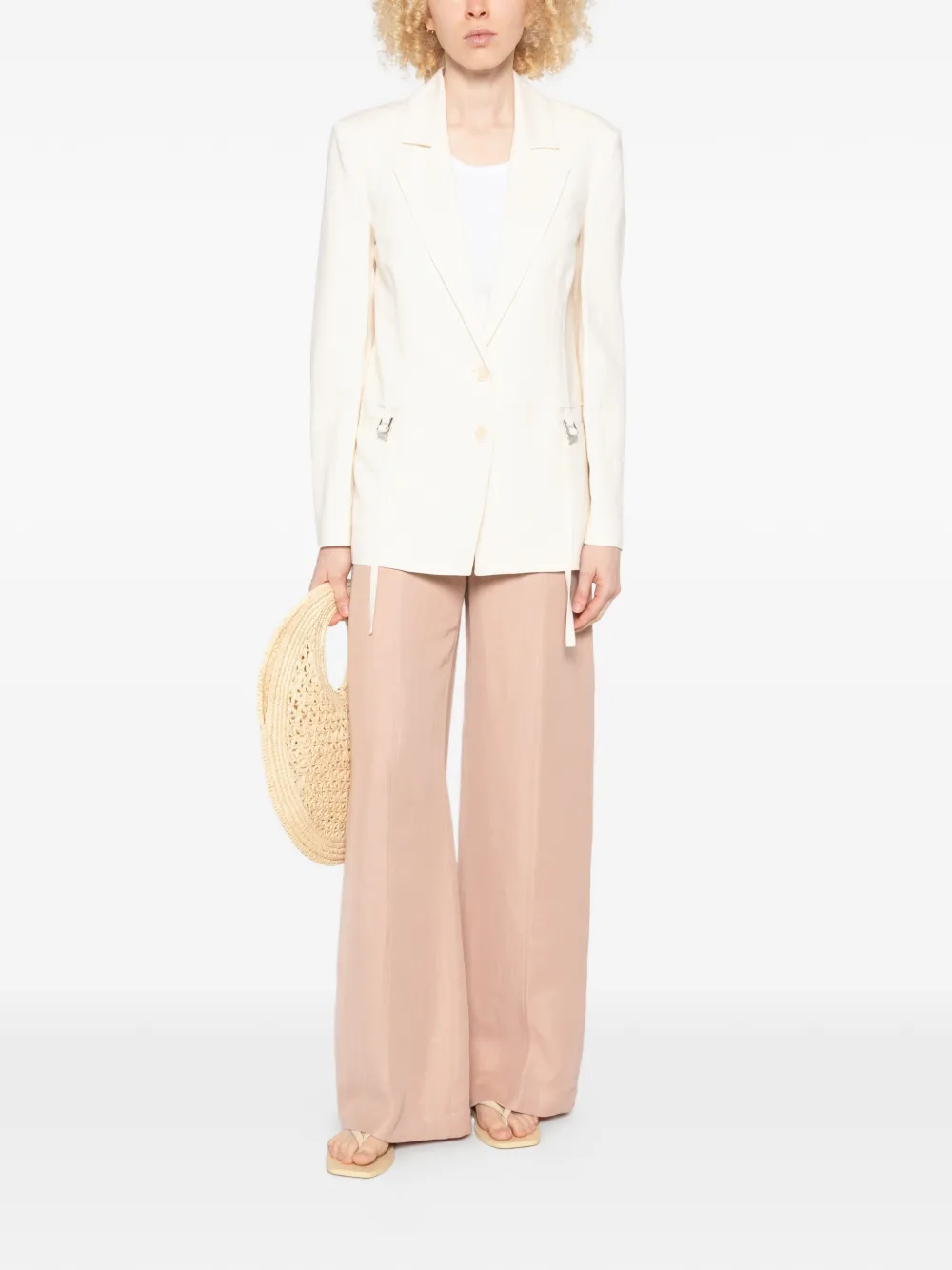 Patrizia Pepe Blazer met enkele rij knopen en strikdetail Beige