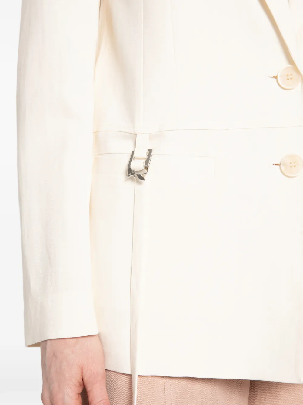 Patrizia Pepe Blazer met enkele rij knopen en strikdetail Beige