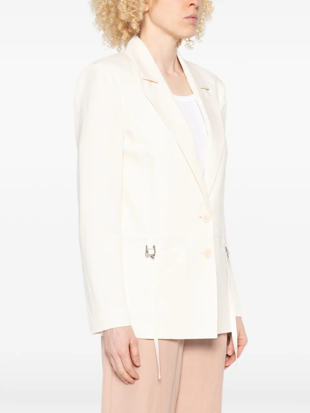 Patrizia Pepe Blazer met enkele rij knopen en strikdetail Beige