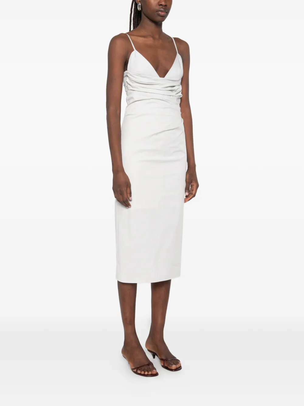 Patrizia Pepe Popeline midi-jurk met bustier Grijs