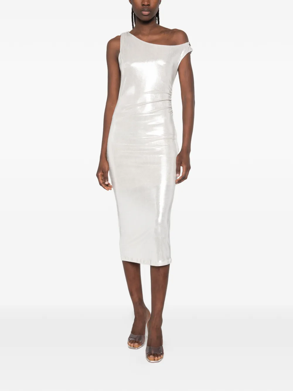 Patrizia Pepe Midi-jurk met logodetail Zilver