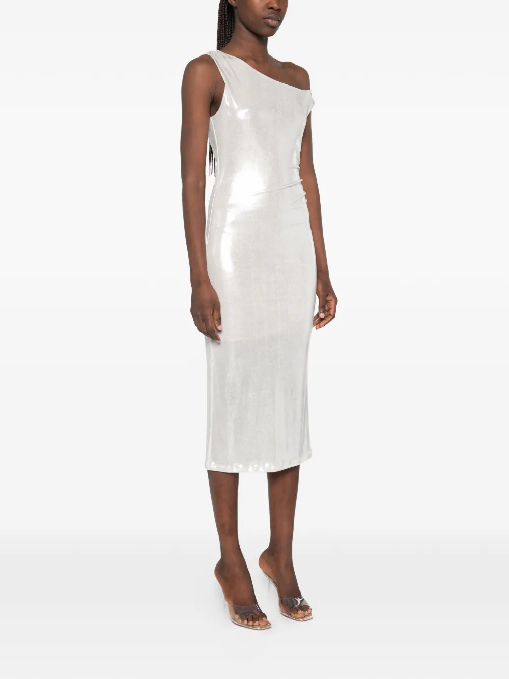 Patrizia Pepe Midi-jurk met logodetail Zilver