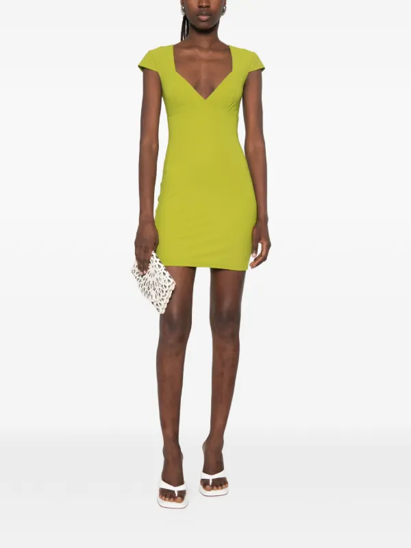 lime green jersey dress self-portrait Lime Jersey Midi Dress in Green