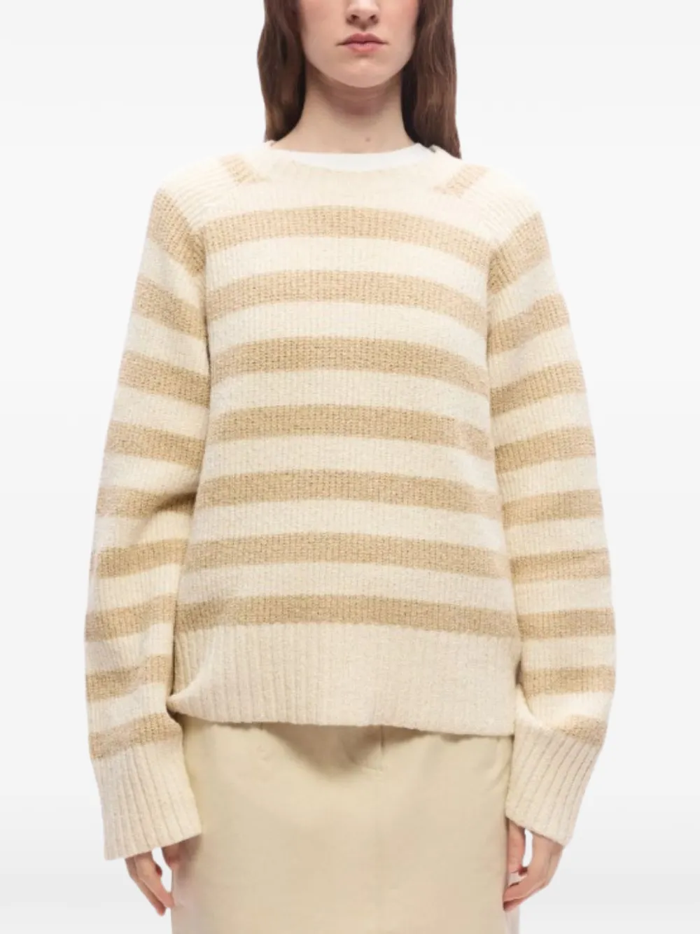 BOSS Frixel gestreepte trui Beige