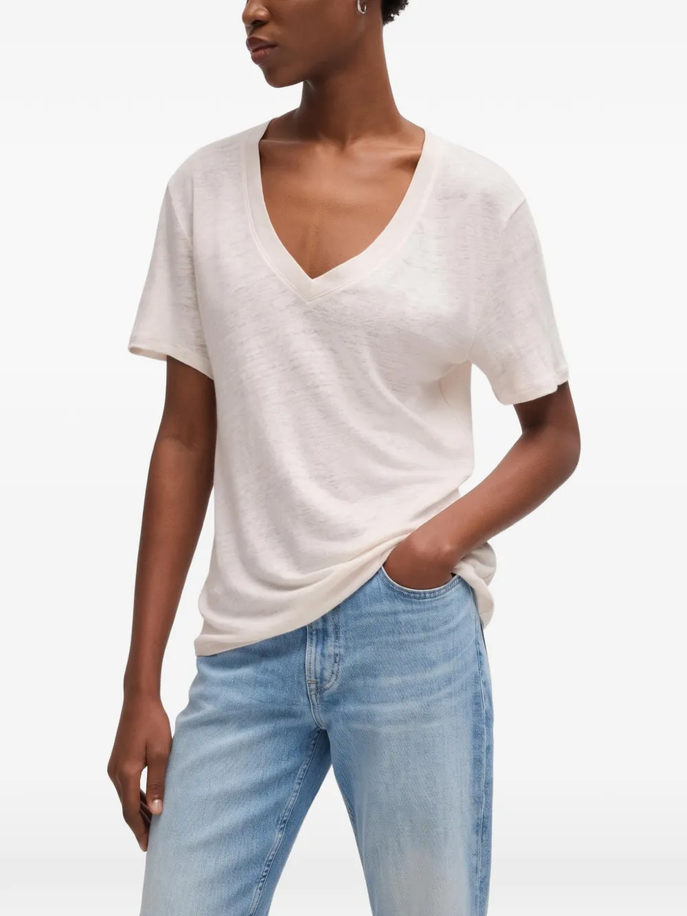 BOSS V-neck T-shirt Beige