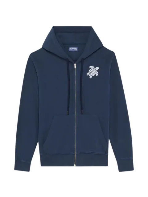 Vilebrequin Big Turtle embroidery zip-up hoodie