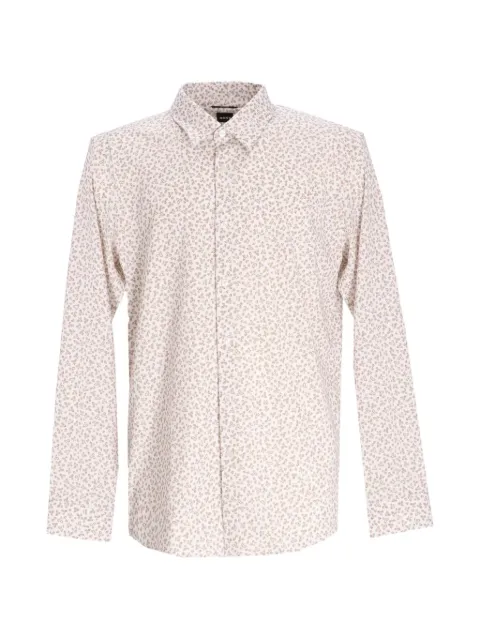 BOSS camisa de algodón con botones y motivo