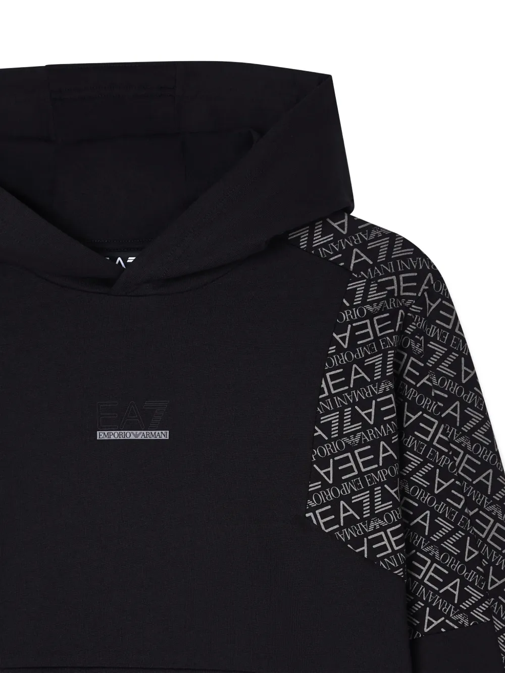 Emporio Armani Kids Hoodie met logo op de mouwen Zwart