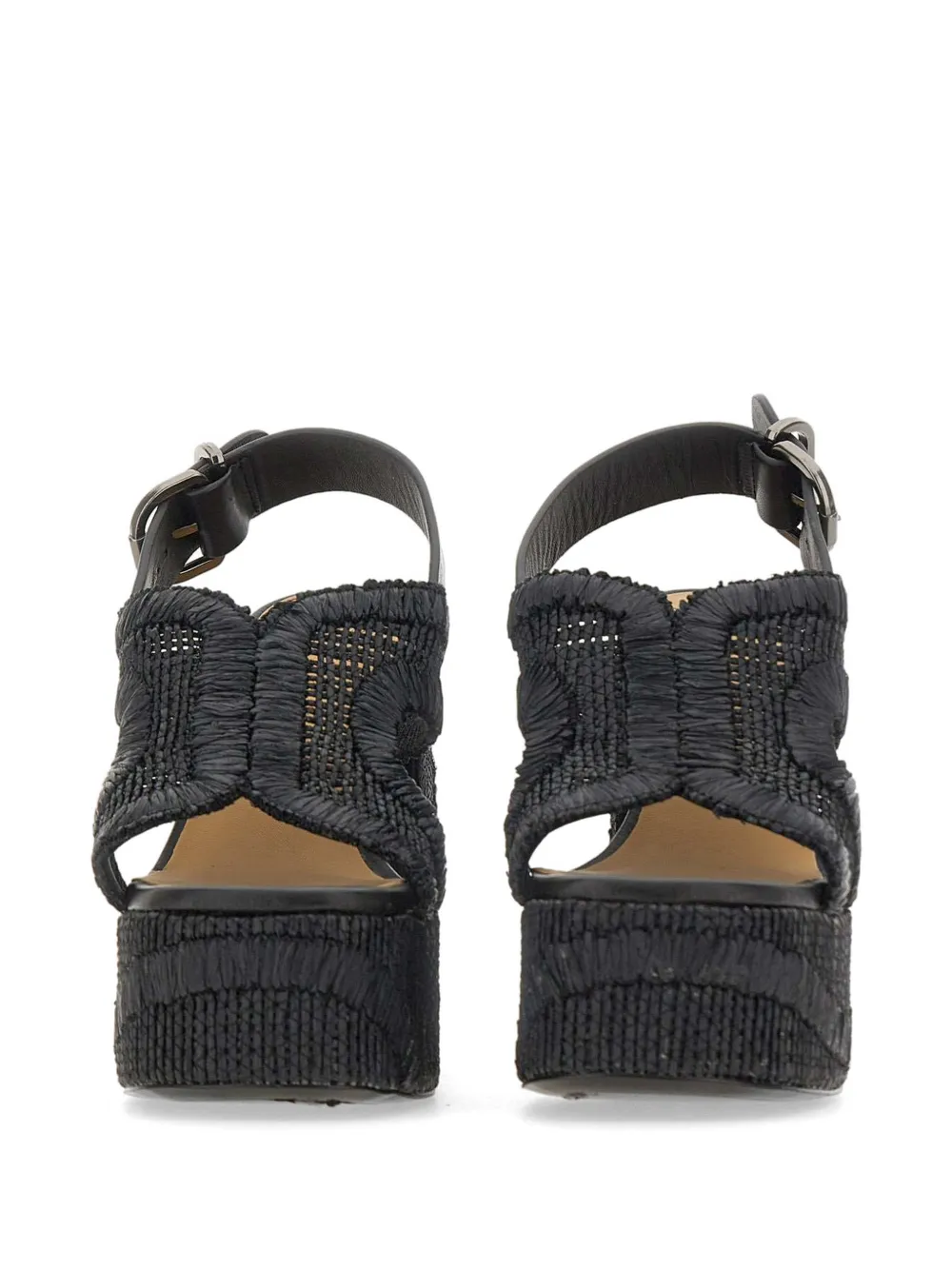 Castañer Sandalen met plateauzool en borduurwerk Zwart