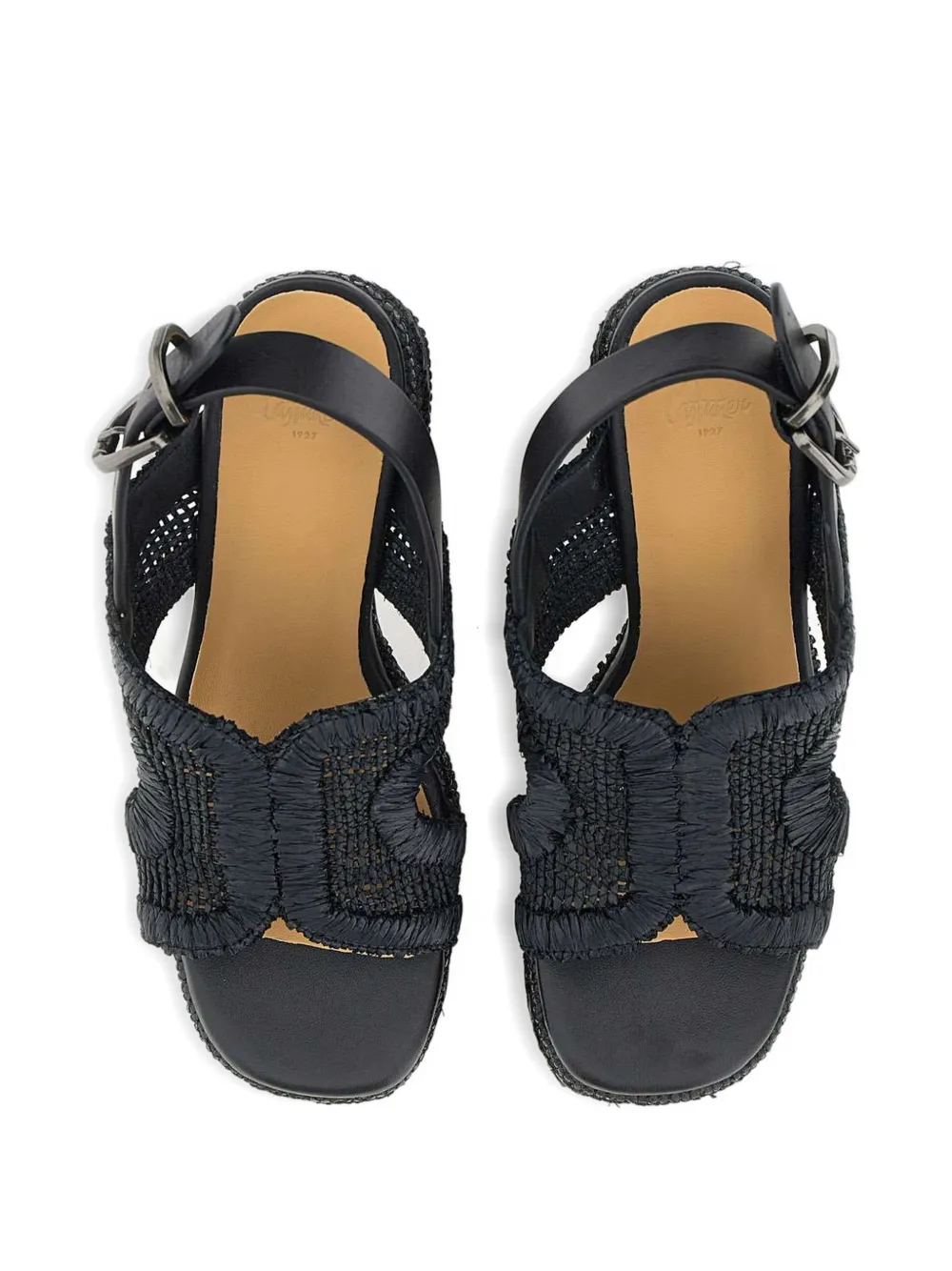 Castañer Sandalen met plateauzool en borduurwerk Zwart