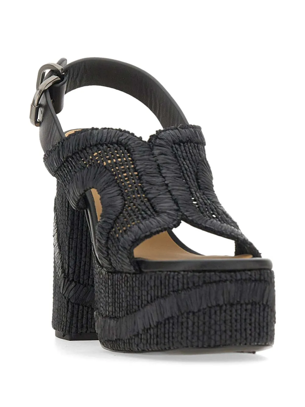 Castañer Sandalen met plateauzool en borduurwerk Zwart