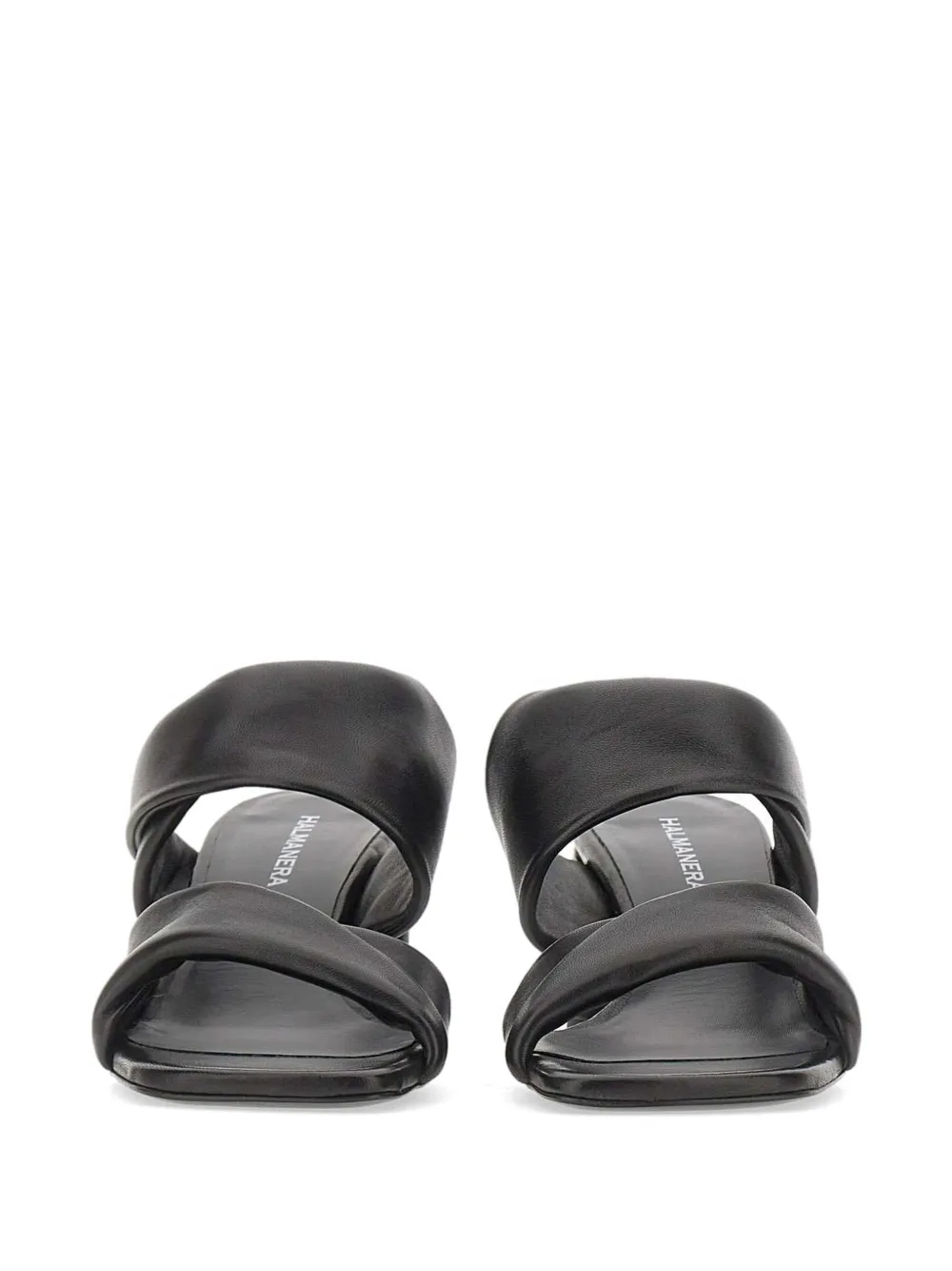 Halmanera Dally folded strap mule sandals Zwart