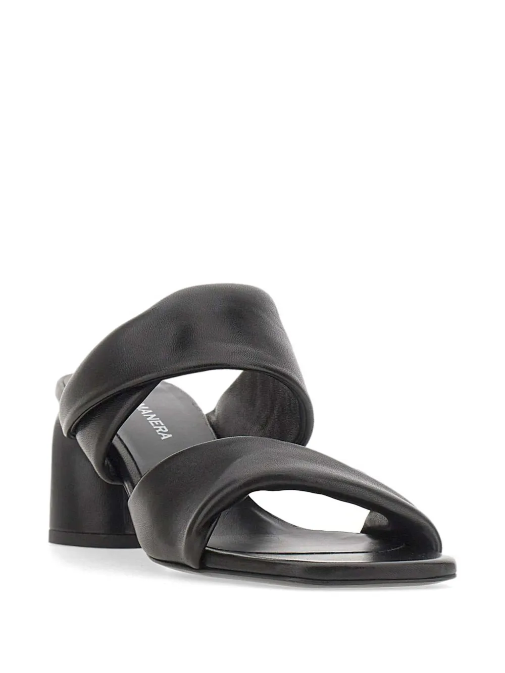 Halmanera Dally folded strap mule sandals Zwart