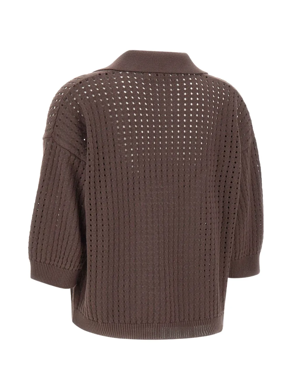  Kangra Openwork V-neck T-shirt - Brown 