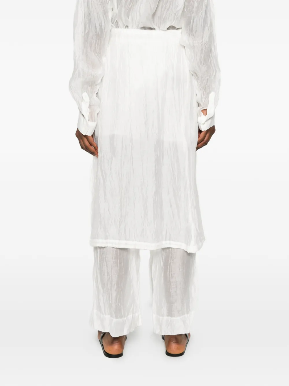  La Piscine Wrinkled Trousers Set - White 